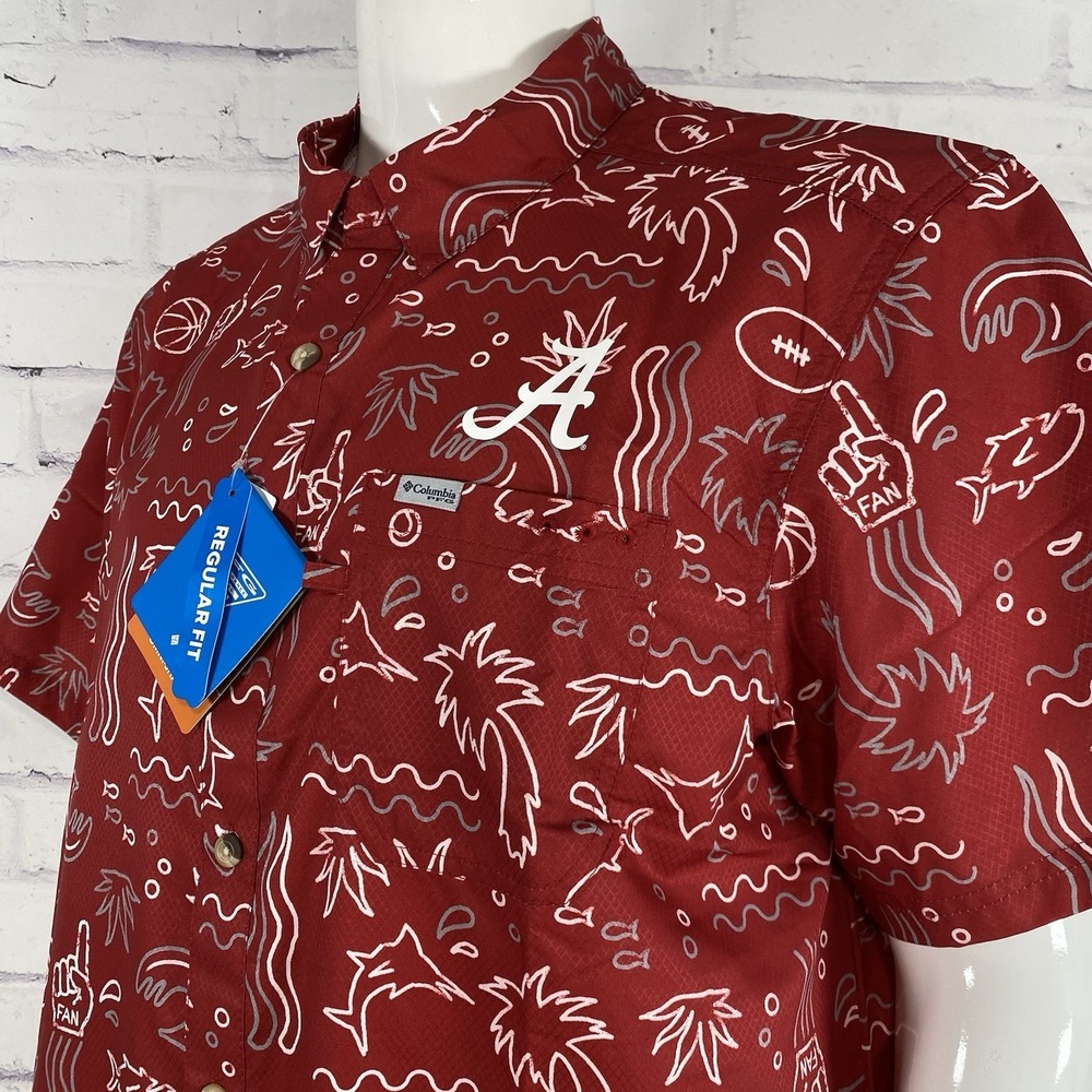 Columbia Shirt Men's Large Alabama Crimson Tide NCAA Football Hawaiian NWT